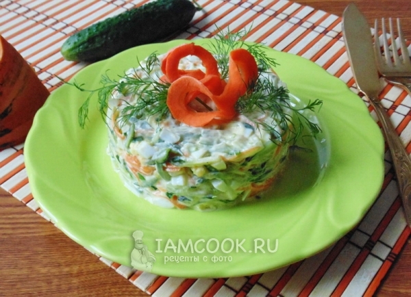 Рецепт салата с тыквой и свежими огурцами