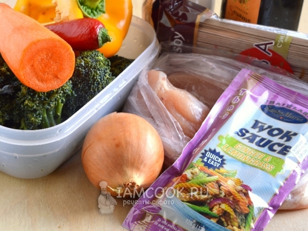 Ингредиенты для лапши «вок» с курицей