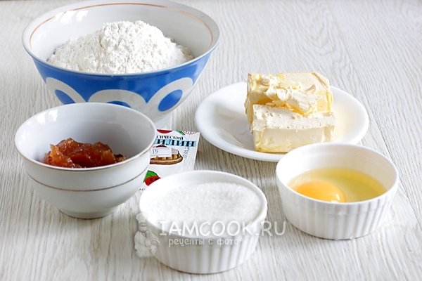 Ингредиенты для приготовления песочного пирожного с яблочным повидлом
