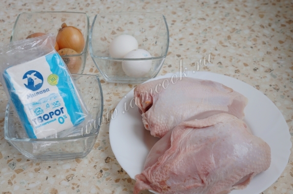 Ингредиенты для куриных котлет с творогом
