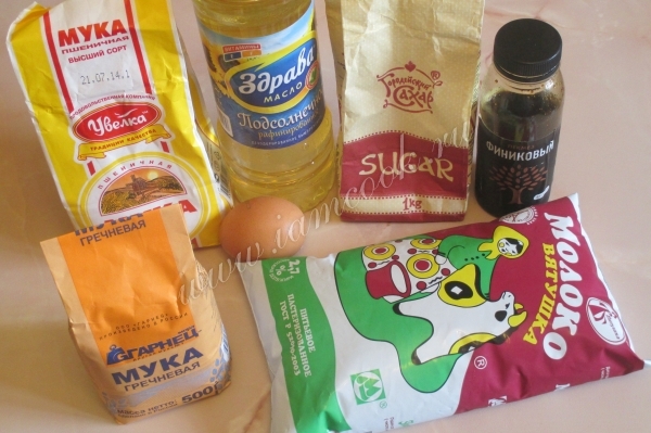 Ингредиенты для греченевых тонких блинов