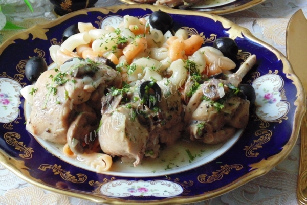 Рецепт кролика с грибами в белом вине