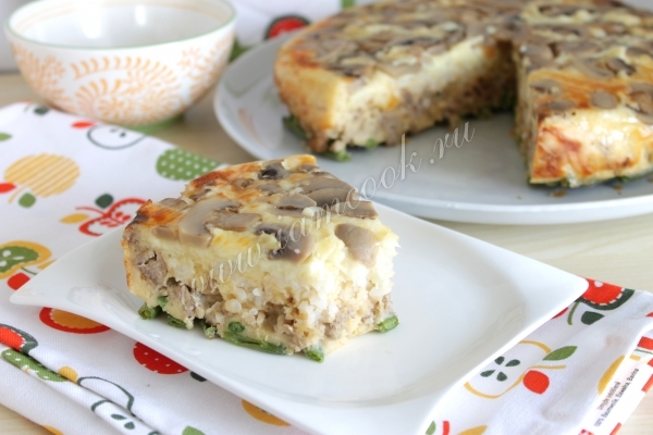 Рецепт заливного пирога с грибами