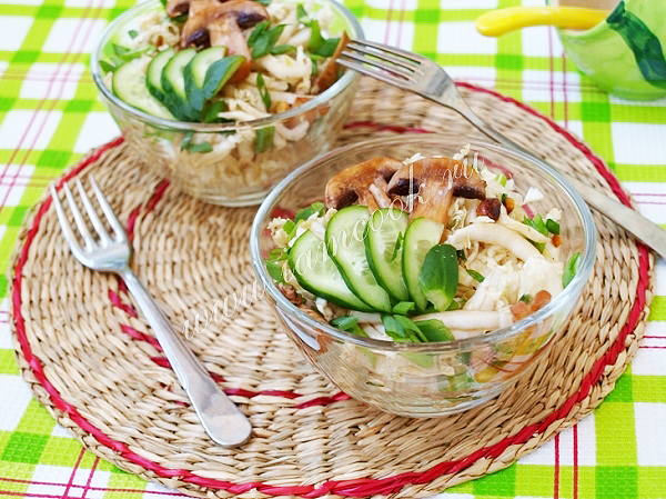 Рецепт салата из сырых шампиньонов