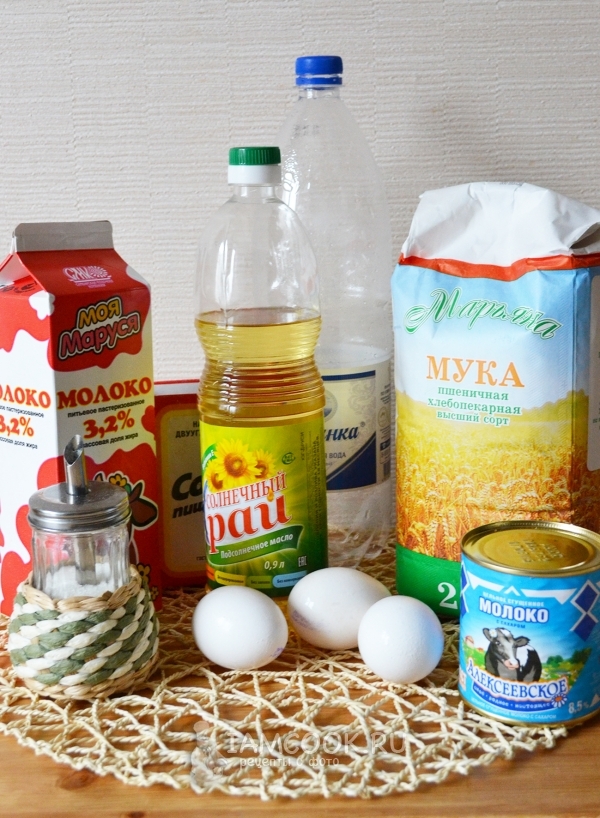 Ингредиенты для блинов в бутылке