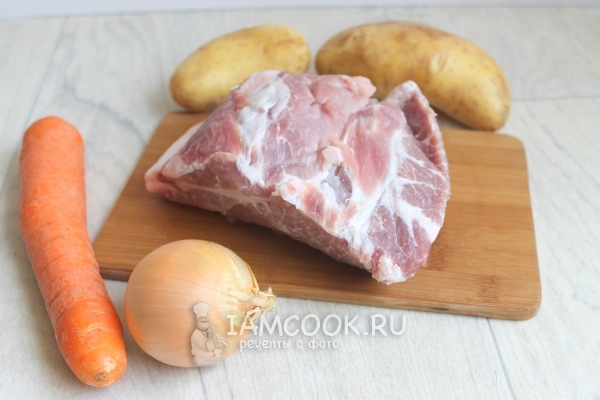 Ингредиенты для свинины тушеной с картофелем в мультиварке