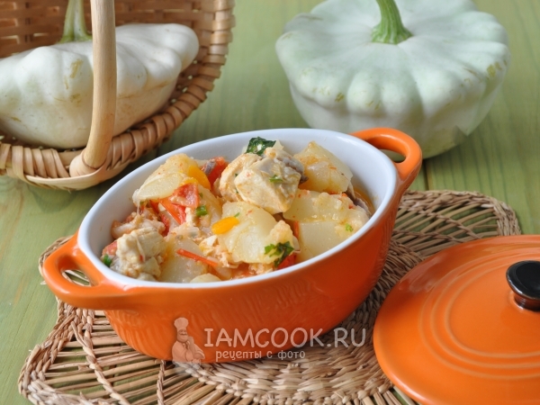 Фото куриной грудки с патиссонами в мультиварке