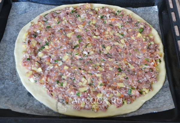 Выложить на тесто начинку