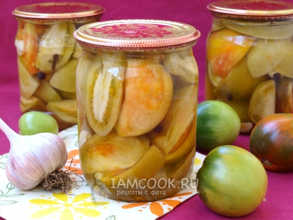 Рецепт маринованных зелёных помидоров на зиму