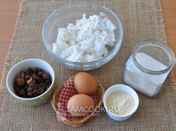 Ингредиенты для творожной запеканки в пароварке