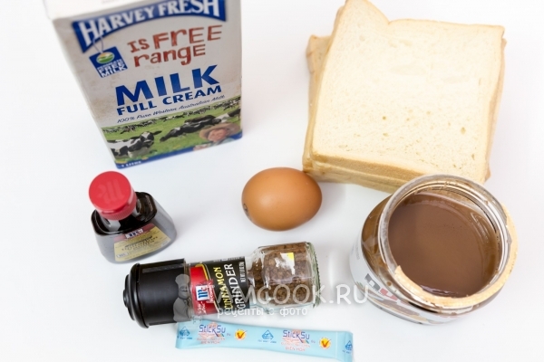 Ингредиенты для гренок с шоколадно-ореховой пастой