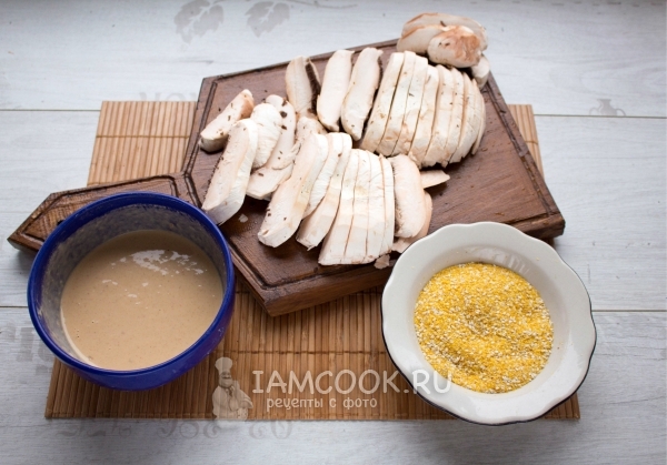 Подготовить грибы, кляр и панировку