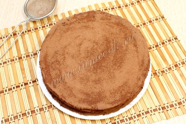 Посыпать торт какао