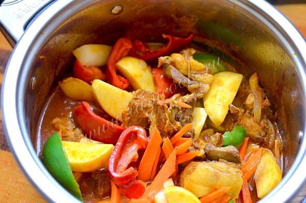 Тушение баранины с овощами