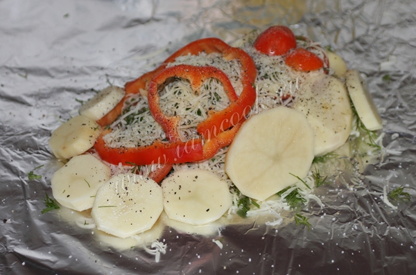 Красный окунь с овощами