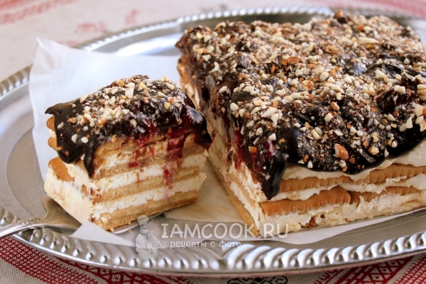 Фото торта из печенья и творога без выпечки