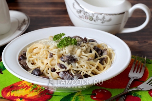 Рецепт пасты с грибами в сливочном соусе