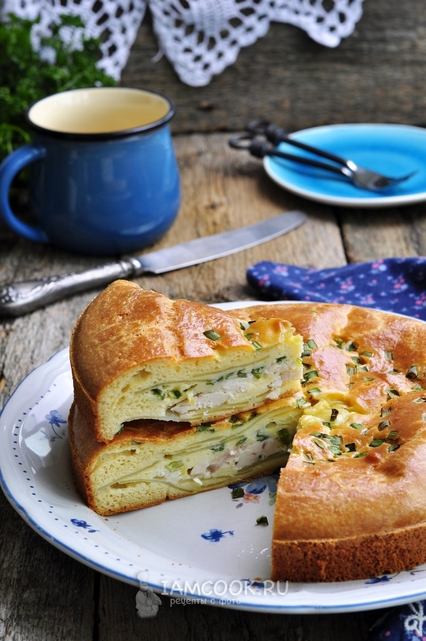 Фото заливного пирога с курицей и картошкой