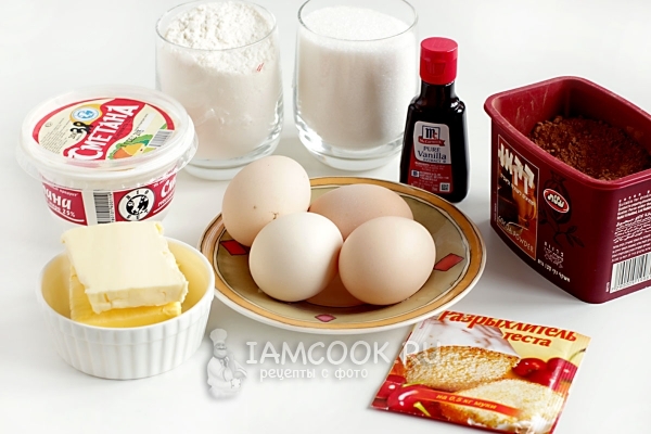 Ингредиенты для пирога «Зебра» на сметане