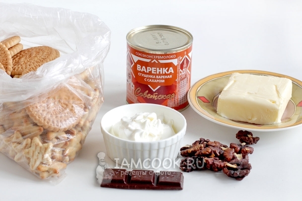 Ингредиенты для торта «Муравейник» из печенья