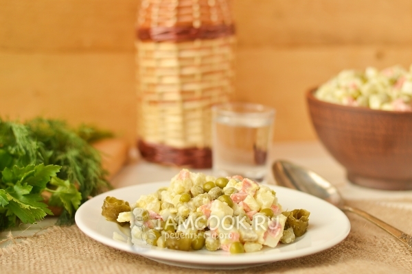 Фото салата а-ля оливье без мяса