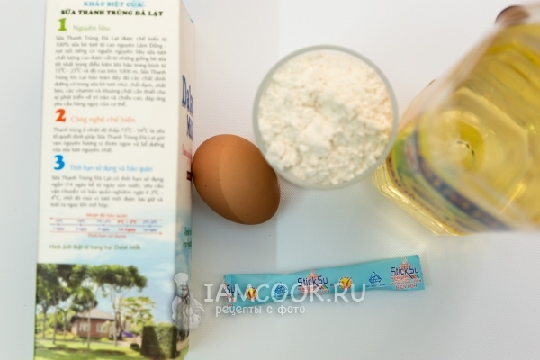 Ингредиенты для тонких блинов на молоке (с дырочками)