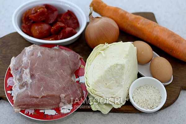 Ингредиенты для ленивых голубцов в кастрюле