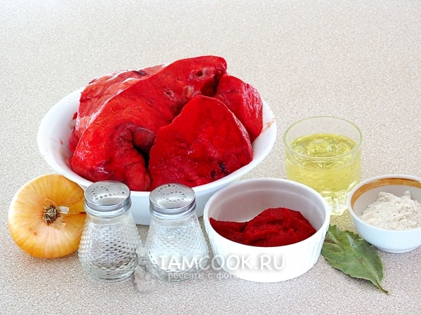 Ингредиенты для гуляша из легкого