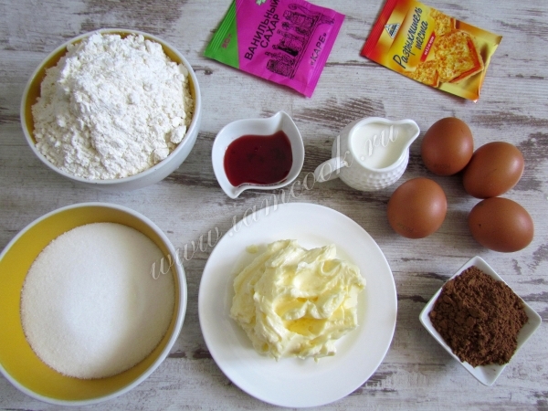 Ингредиенты для леопардового кекса