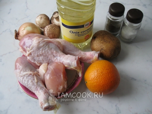 Ингредиенты для курицы с картофелем в апельсиновом соусе