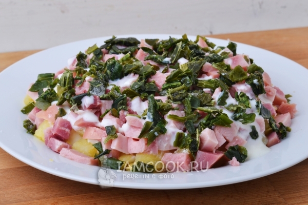 Положить слой зеленого лука