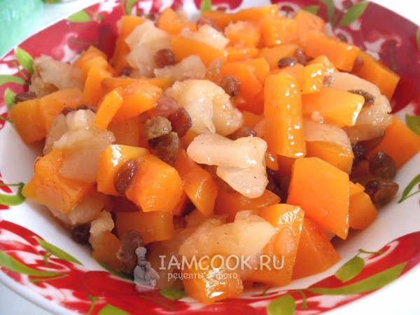 Рецепт десерта из тыквы и яблок на сковороде