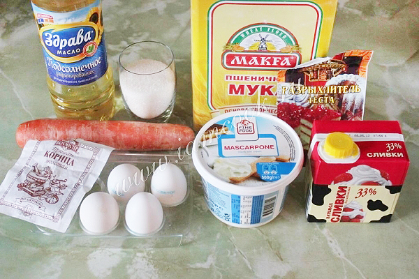 Ингредиенты для морковного торта