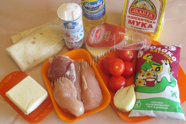 Ингредиенты для лазаньи из лаваша