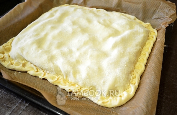 Закрыть пирог второй частью теста