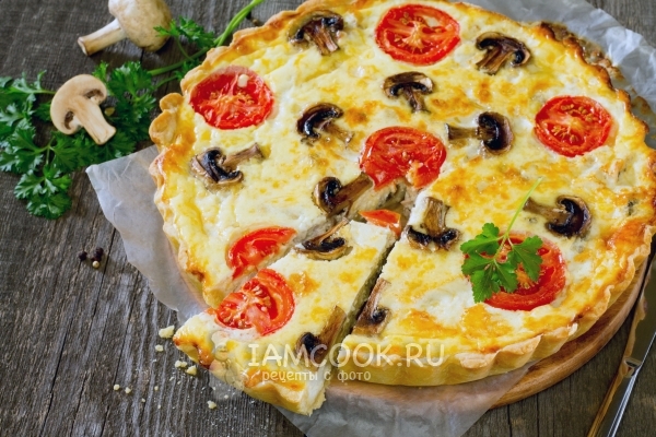 Фото лоранского пирога с курицей и грибами