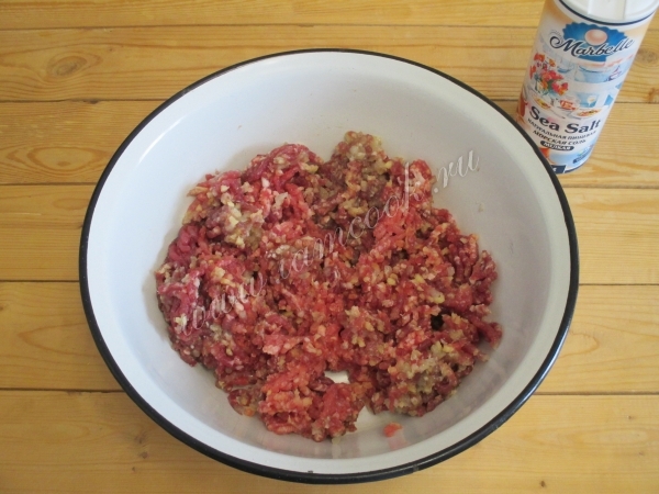 Перекрученные в фарш мясо и овощи