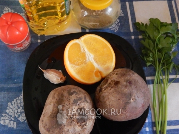 Ингредиенты для салата из свеклы с апельсином