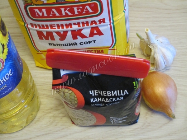 Ингредиенты для чечевичных котлет