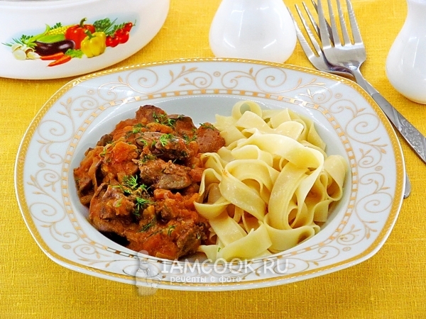 Фото куриной печени в яблочном соусе в микроволновке