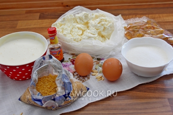 Ингредиенты для творожно-макаронной запеканки