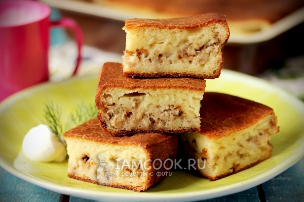 Фото заливного пирога с мясом на кефире