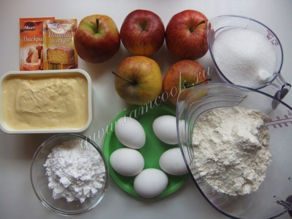 Ингредиенты для немецкого яблочного пирога