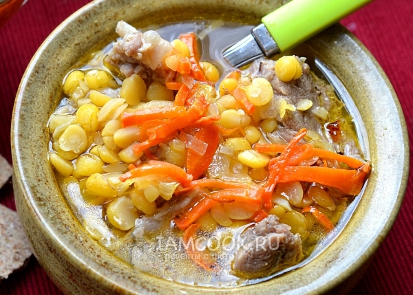 Готовый гороховый суп с говядиной