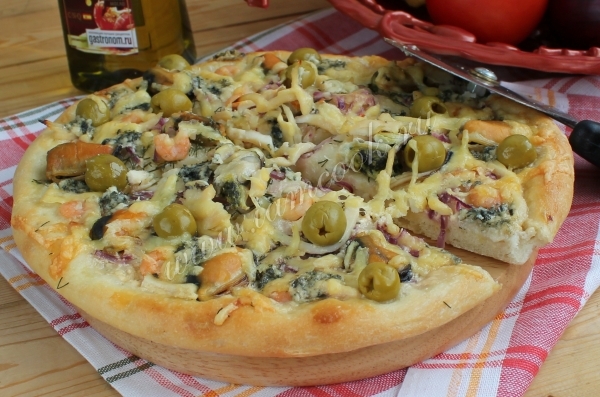 Рецепт пиццы с морепродуктами