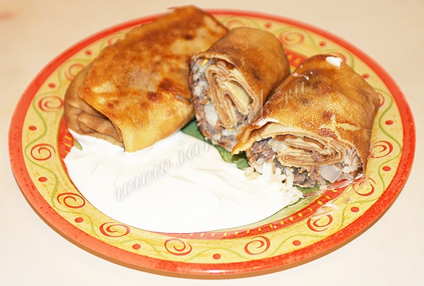 Блинчики с мясом и рисом