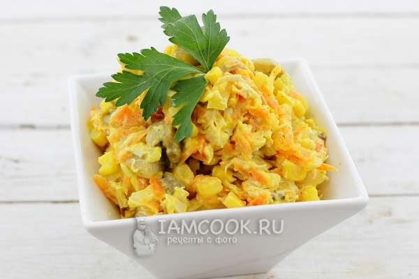 Рецепт салата с кукурузой и грибами