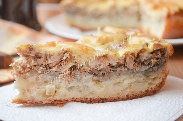 Пирог с картофелем и сайрой