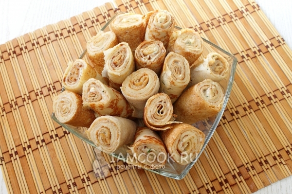 Рецепт блинных рулетиков с селедкой