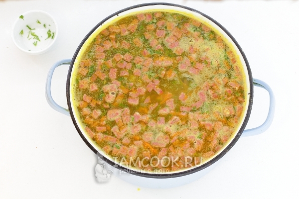 Рецепт горохового супа с копченой колбасой